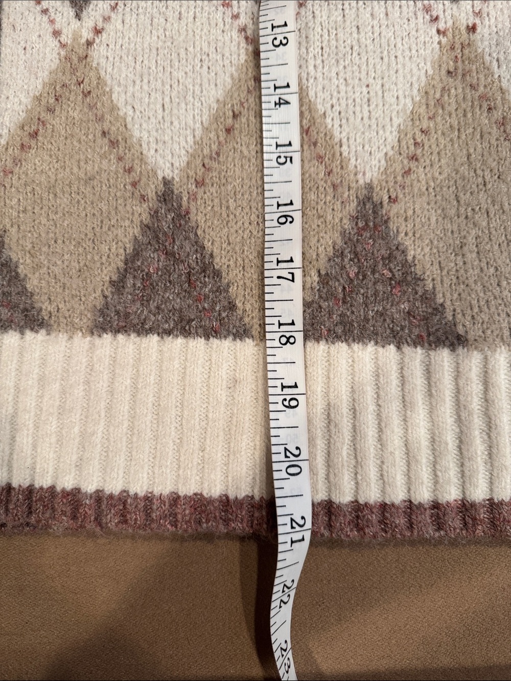 Rachel Zoe Taupe, Cream & Beige Argyle Button-Front Cardigan - Picture 7 of 9